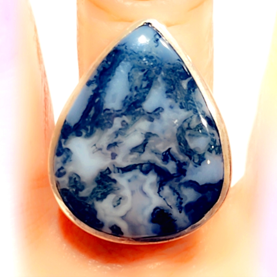 Moss Sterling Silver 925 Gemstone Ring 97$